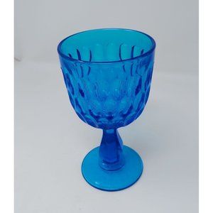 Fenton Thumbprint Footed Stem goblet Wine Glass Blue